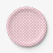 Wit op Roze Kleine Grootte Polka Dots Papieren Bordje (Voorkant)