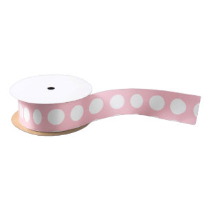 Wit op Roze Medium Size Horiz. Polka dots lint