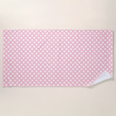 Wit op Roze Medium Size Polka Dots Strandlaken (Voorkant)