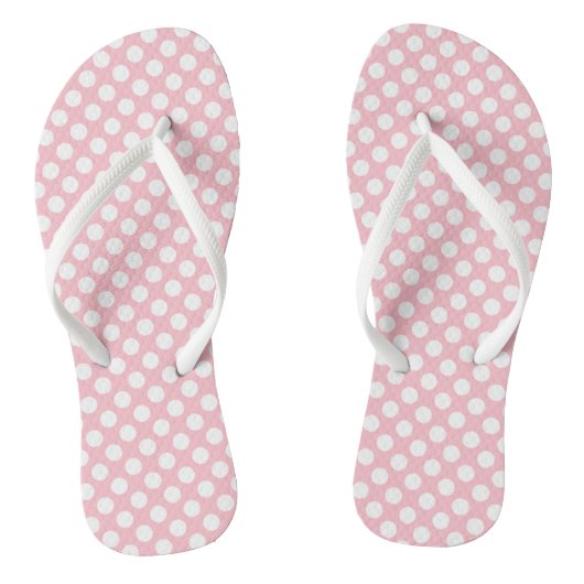 Wit op Roze Medium Size Polka Dots Teenslippers (Voetbed)
