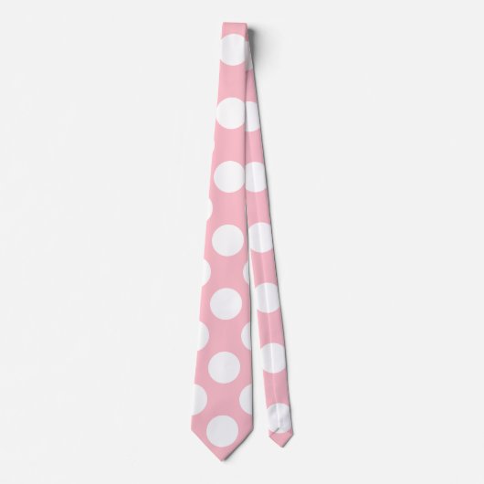 Wit op Roze Reuzengrootte Polka Dots Stropdas (Voorkant)