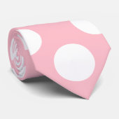 Wit op Roze Reuzengrootte Polka Dots Stropdas (Opgerold)