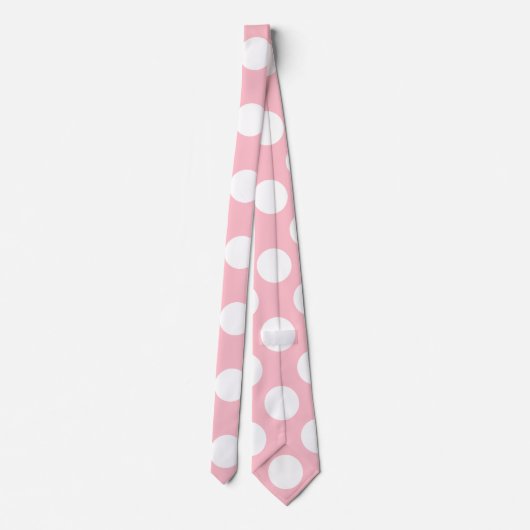 Wit op Roze Reuzengrootte Polka Dots Stropdas (Achterkant)