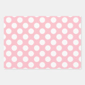 Wit op Roze Verschillende Maten Polka Dots Inpakpapier Vel (Voorkant)