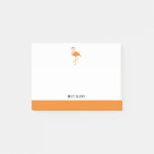 Wit op Sinaasappel Flamingo & Rand met Naam Post-it® Notes (Voorkant)