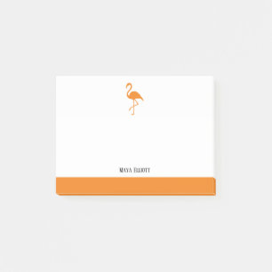 Wit op Sinaasappel Flamingo & Rand met Naam Post-it® Notes