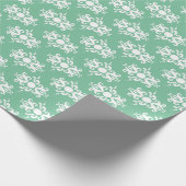 Wit op Soft Emerald Green Damask v2 Cadeaupapier (Hoek)