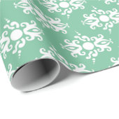 Wit op Soft Emerald Green Damask v2 Cadeaupapier (Rol Hoek)