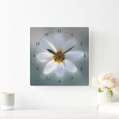 Wit op tinten blauw vierkante klok (Huis)