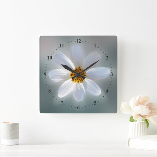 Wit op tinten blauw vierkante klok (Huis)