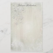 wit op wit bloemig grunge briefpapier (Voorkant)