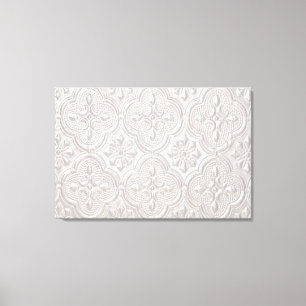 Wit op wit bloempatroon canvas afdruk