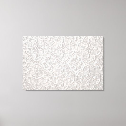 Wit op wit bloempatroon canvas afdruk (Voorkant)