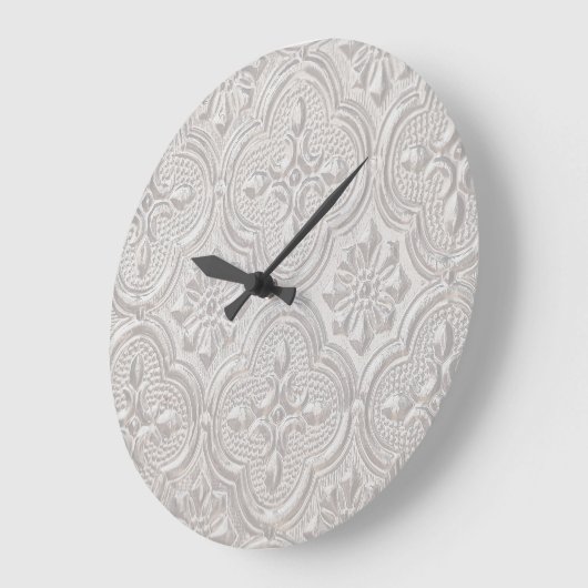 Wit op wit bloempatroon grote klok (Hoek)
