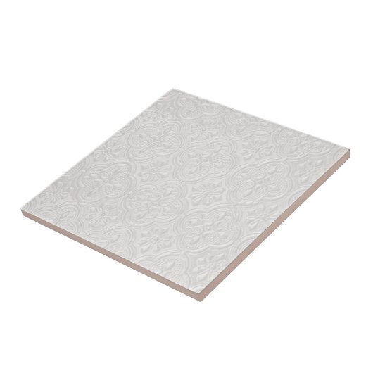 Wit op wit bloempatroon tegeltje (Zijkant)