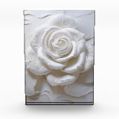 Wit op wit - gebeeldhouwd Roos Fotoblokken (Voorkant)