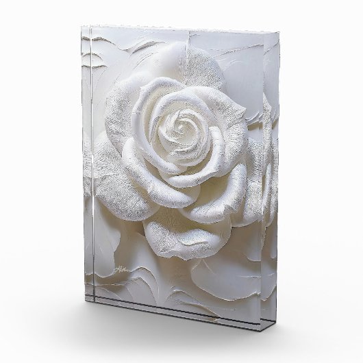 Wit op wit - gebeeldhouwd Roos Fotoblokken (Rechts)