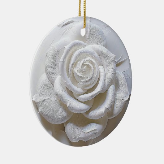 Wit op wit - gebeeldhouwd Roos Keramisch Ornament (Rechts)