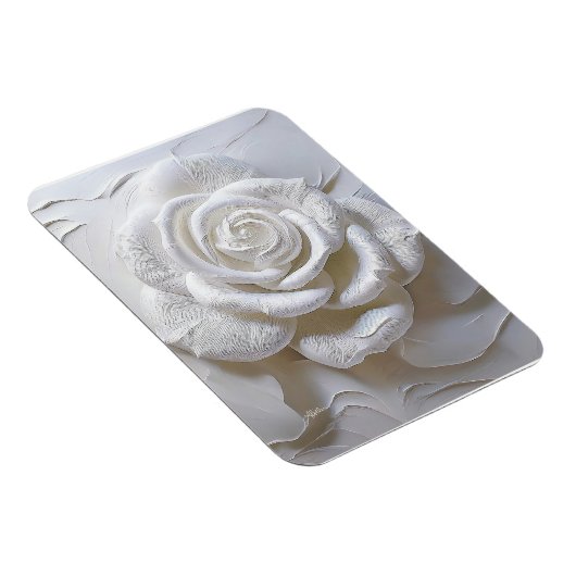 Wit op wit - gebeeldhouwd Roos Magneet (Rechterzijde)