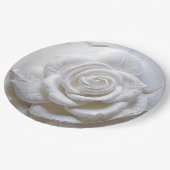 Wit op wit - gebeeldhouwd Roos Papieren Bordje (Gekanteld)