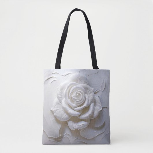 Wit op wit - gebeeldhouwd Roos Tote Bag (Voorkant)