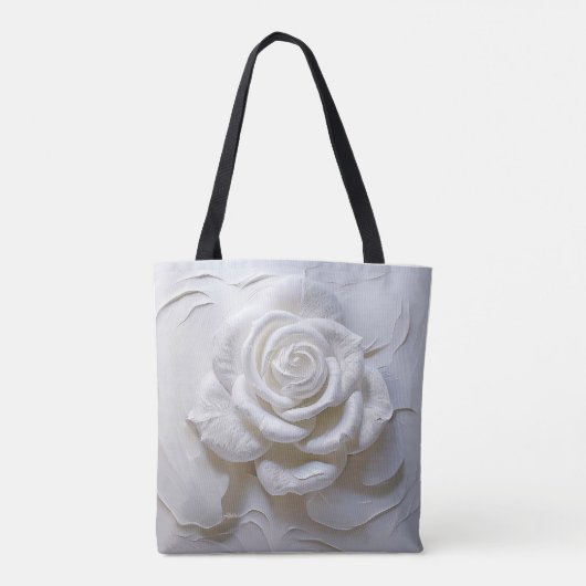 Wit op wit - gebeeldhouwd Roos Tote Bag (Achterkant)