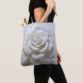Wit op wit - gebeeldhouwd Roos Tote Bag