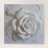 Wit Op Wit - Gebeeldhouwde Roos Legpuzzel (Horizontaal)