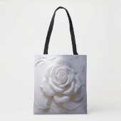 Wit Op Wit - Gebeeldhouwde Roos Tote Bag (Voorkant)