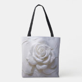 Wit Op Wit - Gebeeldhouwde Roos Tote Bag (Achterkant)
