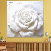 Wit Op Wit - Geboetseerde Roos Canvas Afdruk (Insitu (Woonkamer))