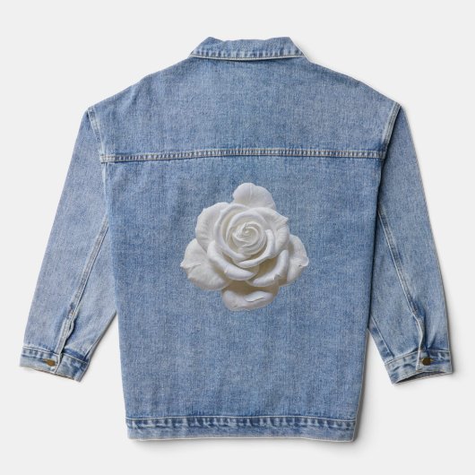 Wit Op Wit - Geboetseerde Roos Denim Jacket (Achterkant)
