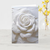 Wit Op Wit - Geboetseerde Roos Kaart (Gele Bloem)