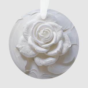 Wit Op Wit - Geboetseerde Roos Ornament