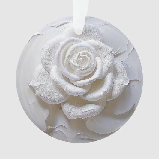 Wit Op Wit - Geboetseerde Roos Ornament (voorkant)