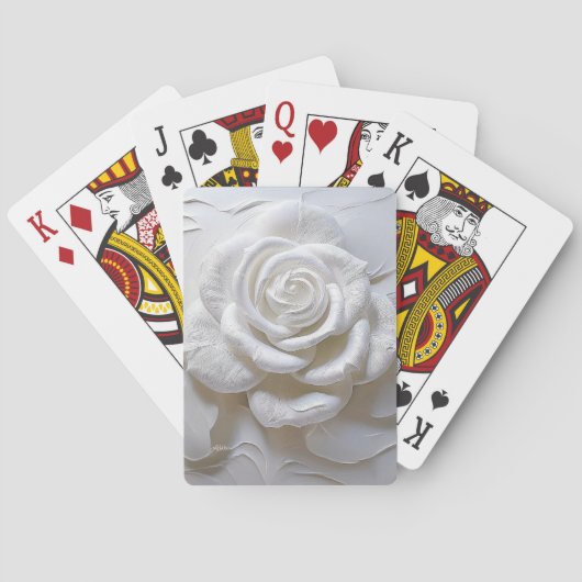 Wit Op Wit - Geboetseerde Roos Pokerkaarten (Achterkant)