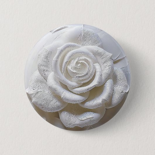 Wit Op Wit - Geboetseerde Roos Ronde Button 5,7 Cm (Voorkant)
