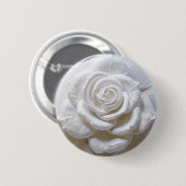 Wit Op Wit - Geboetseerde Roos Ronde Button 5,7 Cm (Voorkant /achterkant)