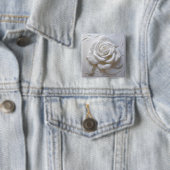 Wit Op Wit - Geboetseerde Roos Vierkante Button 5,1 Cm (In situ)