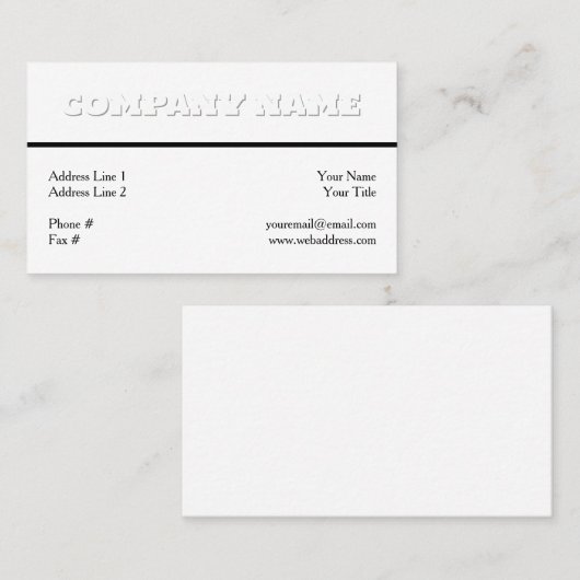 Wit op Wit Generieke Aanpasbare Professional Visitekaartje (Voorkant / Achterkant)