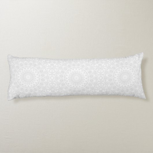 Wit op Wit Minimaal Mandala Patroon Lichaamskussen (Achterkant)