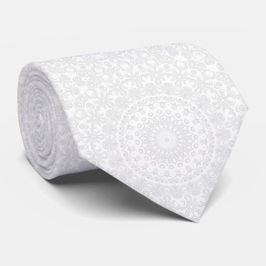 Wit op Wit Minimaal Mandala Patroon Stropdas (Opgerold)