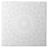 Wit op Wit Minimaal Mandala Patroon Tegeltje (Voorkant)