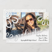 Wit op Witte Bloemen-/Picknick Afstudeeraankondigi Aankondiging (Voorkant / Achterkant)