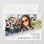 Wit op Witte Bloemen-/Picknick Afstudeerrondschrij Aankondiging (Voorkant / Achterkant)