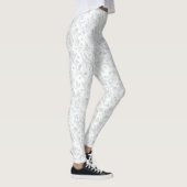 Wit op witte bloemenprint,  behang leggings (Rechts)