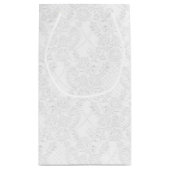 Wit op Witte Bruidskant Embossed-Look Gift Bag Klein Cadeauzakje (Achterkant)