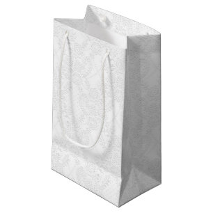 Wit op Witte Bruidskant Embossed-Look Gift Bag Klein Cadeauzakje