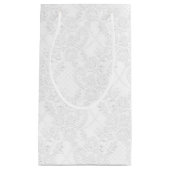 Wit op Witte Bruidskant Embossed-Look Gift Bag Klein Cadeauzakje (Voorkant)