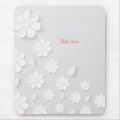 Wit op witte florale sjabloon, muisblok muismat (Voorkant)